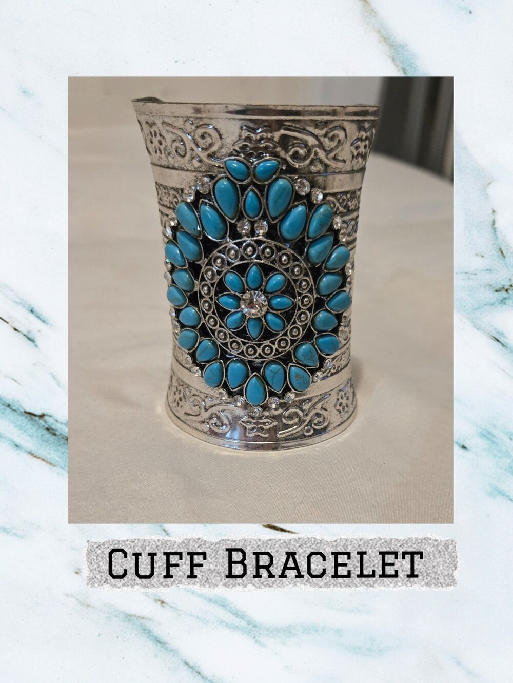 LN Faux Turquoise Silver Cuff Bracelet